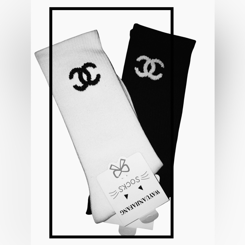 Pick your pair of Boutique Chic Black or White Women's crew style Socks